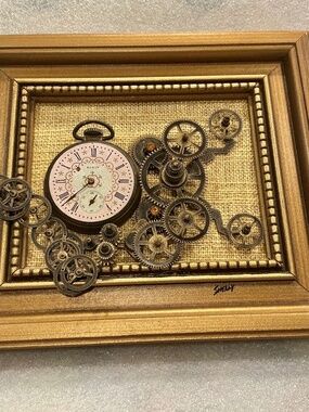 Vintage Steampunk 3D Wall Art Collage Stop Watch Shelly Rosenthal